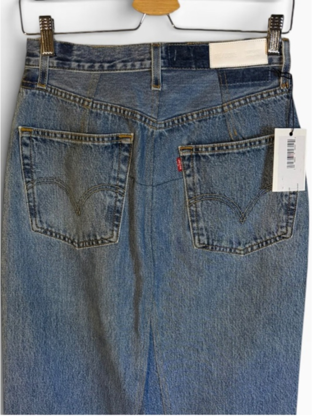RE/DONE NWT Deconstructed Denim Maxi Skirt in Sz 26 - Picture 4 of 9